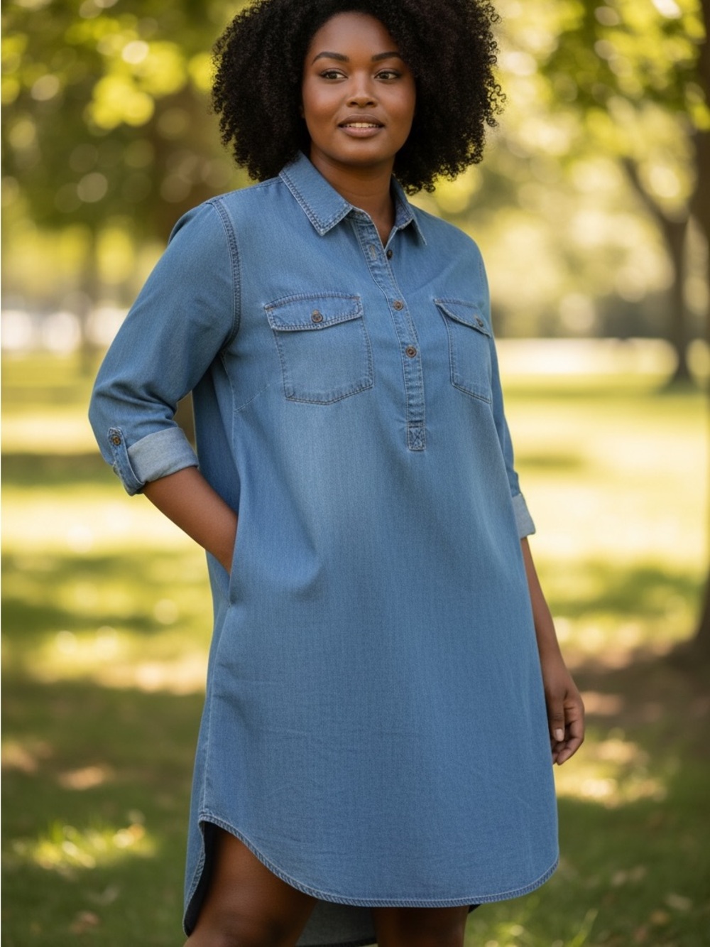 George  plus size Light Blue Denim Shirt Dress size xxl